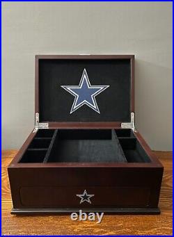 Danbury Mint NFL Dallas Cowboys Football Wood Jewelry Trinket Chest Valet Box