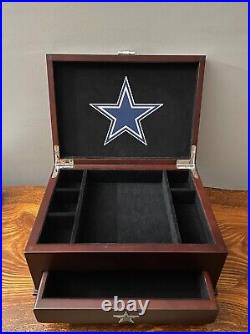 Danbury Mint NFL Dallas Cowboys Football Wood Jewelry Trinket Chest Valet Box