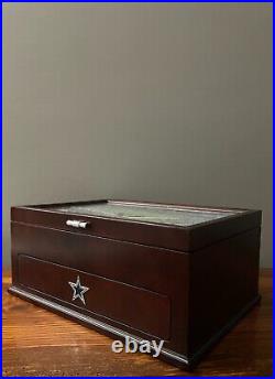 Danbury Mint NFL Dallas Cowboys Football Wood Jewelry Trinket Chest Valet Box