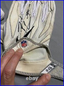 DeMarcus Lawrence Game-Used White Nike Gloves Dallas Cowboys