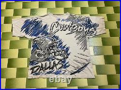 Distressed Vintage 1994 NFL Dallas Cowboys All Over Print T-Shirt 2 Sided XXL