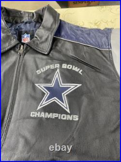 ES 230 Dallas Cowboys 5 Time Super Bowl Leather NFL Football Jacket LARGE