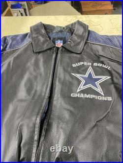 ES 230 Dallas Cowboys 5 Time Super Bowl Leather NFL Football Jacket LARGE