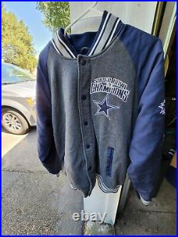 EXCELLENT Dallas Cowboys Super Bowl 5X Champions Jacket NFL Size L