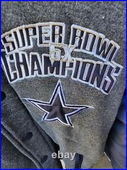EXCELLENT Dallas Cowboys Super Bowl 5X Champions Jacket NFL Size L