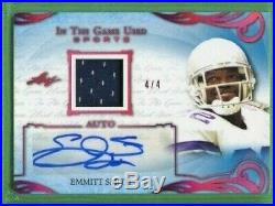 Emmitt Smith 2019 Leaf In The Game Used Jersey Autograph 4/4 Cowboys Auto Hof