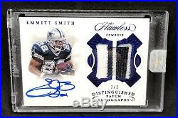 Emmitt Smith Auto 2018 Flawless Autograph #2/3 Game Used Worn Swatch COWBOYS