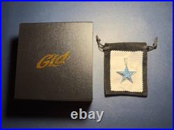 GLD NFL Dallas Cowboys Star Pendant Blue CZ White Gold Tone Iced Out With Box