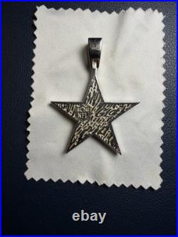 GLD NFL Dallas Cowboys Star Pendant Blue CZ White Gold Tone Iced Out With Box