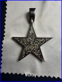 GLD NFL Dallas Cowboys Star Pendant Blue CZ White Gold Tone Iced Out With Box