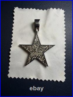 GLD NFL Dallas Cowboys Star Pendant Blue CZ White Gold Tone Iced Out With Box