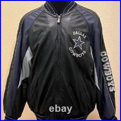 G-III Dallas Cowboys NFL Varsity Leather Jacket Mens L Full Zip Embroidered Logo
