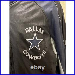 G-III Dallas Cowboys NFL Varsity Leather Jacket Mens L Full Zip Embroidered Logo
