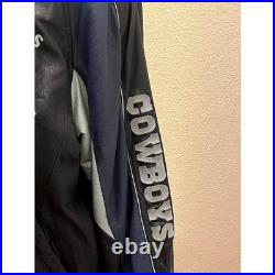 G-III Dallas Cowboys NFL Varsity Leather Jacket Mens L Full Zip Embroidered Logo