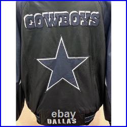G-III Dallas Cowboys NFL Varsity Leather Jacket Mens L Full Zip Embroidered Logo
