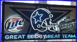Huge Dallas Cowboys Miller Lite Neon Beer Sign NFL Football Texas Bar Man Cave