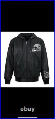 Jeff Hamilton Dallas Cowboys Faux Leather Hoodie Jacket XL + Original Box NFL