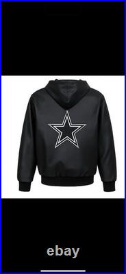 Jeff Hamilton Dallas Cowboys Faux Leather Hoodie Jacket XL + Original Box NFL