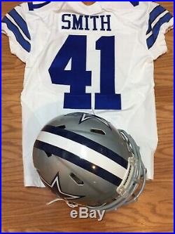 Keith Smith Dallas Cowboys Game Used Helmet Jersey 41 Fullback Linebacker