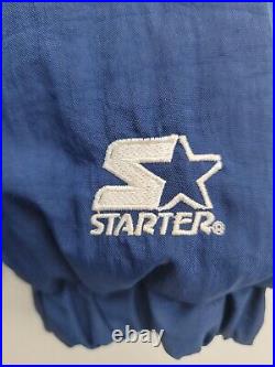 LARGE Starter NFL Dallas Cowboys Pullover Half Zip Puffer Jacket Kangaroo Pocket