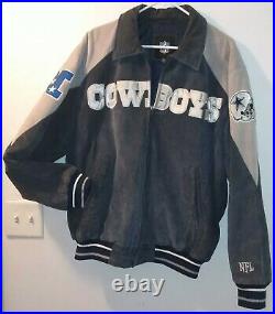 LARGE Vintage Rare REAL Leather Official NFL Dallas Cowboys L Zipper Jacket Coat
