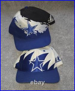 LOT OF 2 Vintage DALLAS COWBOYS Logo Athletic SPLASH & SHARKTOOTH Hat football