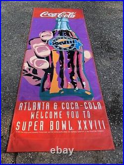 Large Coca Cola Super Bowl XXVIII Banner Atlanta Dallas Cowboys Buffalo Bills