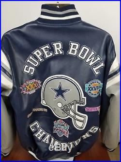 Large Vintage Dallas Cowboys 5x Champion Superbowl Jacket NFL Letterman Big Star