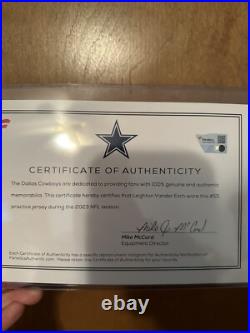 Leighton Vander Esch Practice Used/Worn Jersey 2023 Fanatics COA Dallas Cowboys