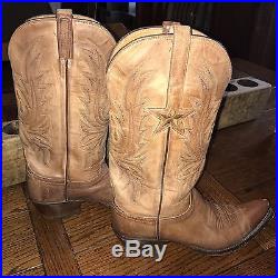 Lucchese Womens Boots Custom Texas Lone Star Dallas Cowboys Brown Leather Sz 9.5