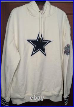 Men's Cream Dallas Cowboys Retro Chainstitch Heavyweight Pullover Hoodie L