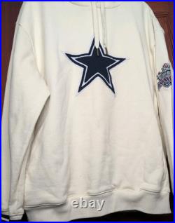 Men's Cream Dallas Cowboys Retro Chainstitch Heavyweight Pullover Hoodie L