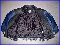 Mens Vintage 90's GAME DAY DALLAS COWBOYS Varsity Leather Jacket L BLACK & BLUE