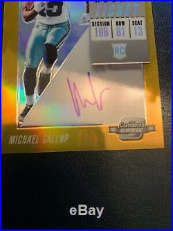 Michael Gallup 2018 Panini Contenders Optic Rookie Ticket Gold Autograph 06/10