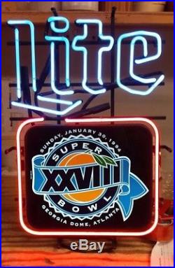 Miller Lite Neon Sign SUPER BOWL 28 XXVIII Dallas Cowboys Georgia Dome 1994