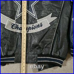 NFL Dallas Cowboys Jacket Mens Medium Blue Leather 5x Super Bowl Champions
