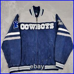 NFL Dallas Cowboys Jacket Mens Medium Varsity Suede Leather G-3 Football Vintage