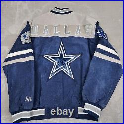 NFL Dallas Cowboys Jacket Mens Medium Varsity Suede Leather G-3 Football Vintage