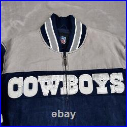 NFL Dallas Cowboys Jacket Mens Medium Varsity Suede Leather G-3 Football Vintage