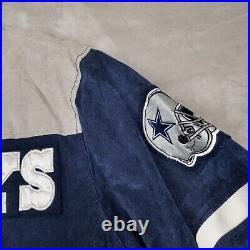 NFL Dallas Cowboys Jacket Mens Medium Varsity Suede Leather G-3 Football Vintage