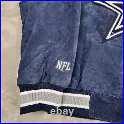 NFL Dallas Cowboys Jacket Mens Medium Varsity Suede Leather G-3 Football Vintage