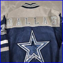 NFL Dallas Cowboys Jacket Mens Medium Varsity Suede Leather G-3 Football Vintage