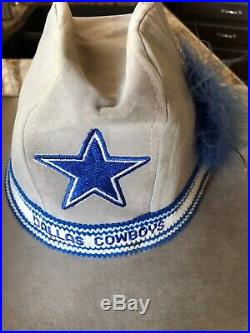 NFL Dallas Cowboys VINTAGE Suede Cowboy Hat Gray made in USA RARE AJD