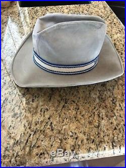 NFL Dallas Cowboys VINTAGE Suede Cowboy Hat Gray made in USA RARE AJD