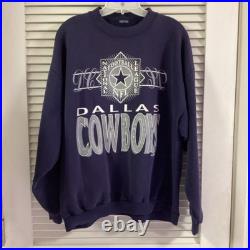 NFL Dallas Cowboys Vintage No Tag Men's Large Patina Fade Crew Neck Sweater 1992