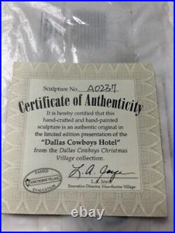 NFL Hawthorne Village Dallas Cowboys Christmas Hotel Rare with COA