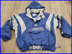 NFL Starter Dallas Cowboys Pullover 1/2 Zip Hooded Jacket ADULT XL Vintage 1990s