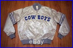 NFL Vintage Silver Dallas Cowboys STARTER Size L Satin Jacket