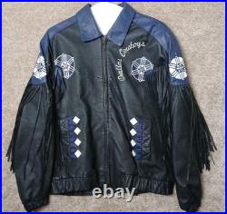 NFL by CHAMBERS Dallas Cowboys Fringed Leather Embroider Full Zip Jacket Size M