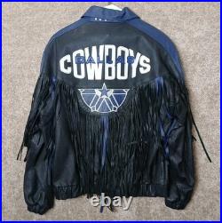 NFL by CHAMBERS Dallas Cowboys Fringed Leather Embroider Full Zip Jacket Size M